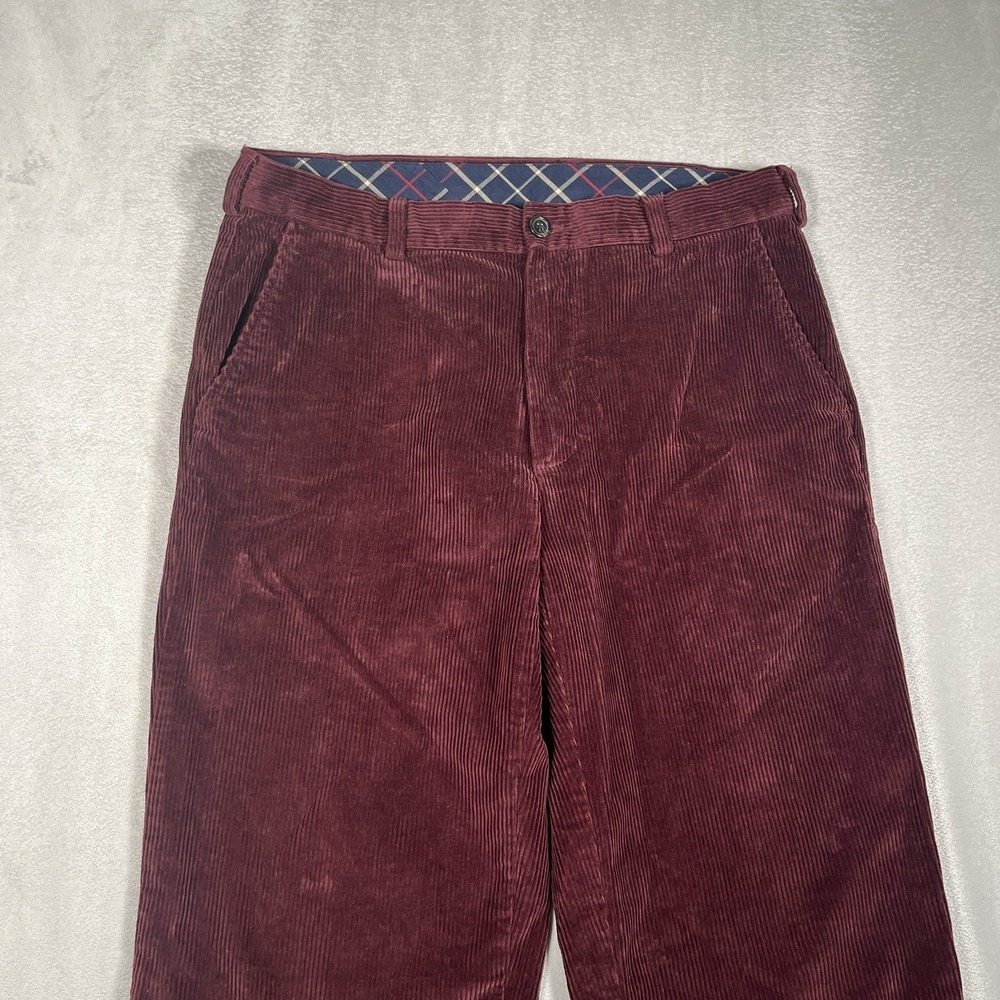 Brooks Brothers Corduroy 346 Pants Men 34x32 Burgundy Cotton Dress Casual-EUC - Picture 3 of 11